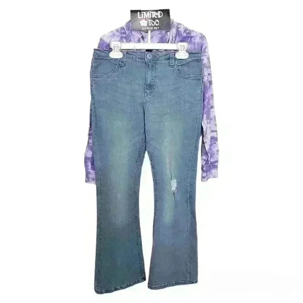 Limited Too 2 pieces Set  Girls Sweatshirt Blue jeans Sz 8 - Picture 2 of 10